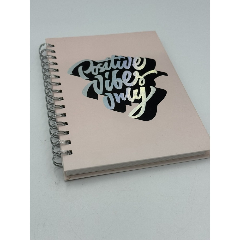 Positive Vibes Only Spiral Journal Notebook- Pink Cardboard Cover